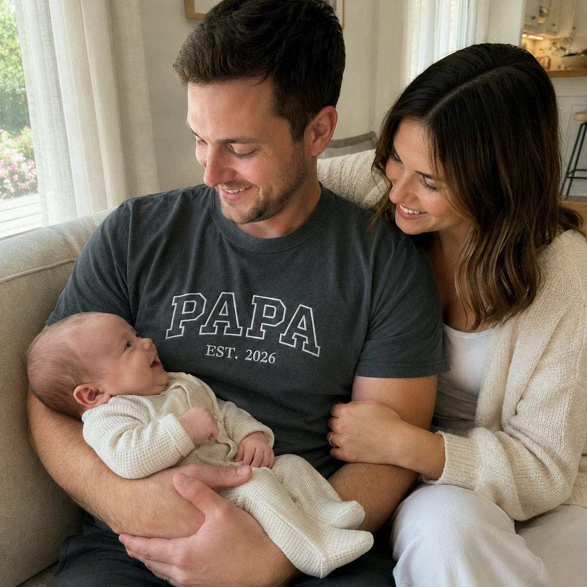 Papa Embroidered Sweatshirt or T-Shirt for New Dad - Father's Day Gift for Husband from Wife, Daughter, Son or Kids