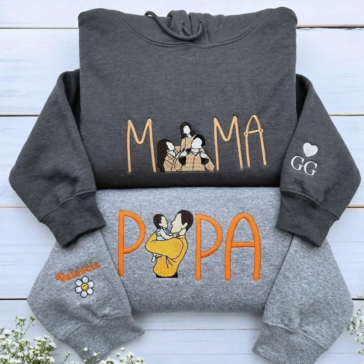 Mom Portrait Sweatshirt or Hoodie from Embroidered Photo, Meaningful Gifts for Mother's Day