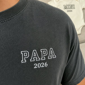 Papa and Mini Matching T-Shirt, Baby Onesie or Set - Embroidered Embroidered First Father’s Day Gift for New Dad