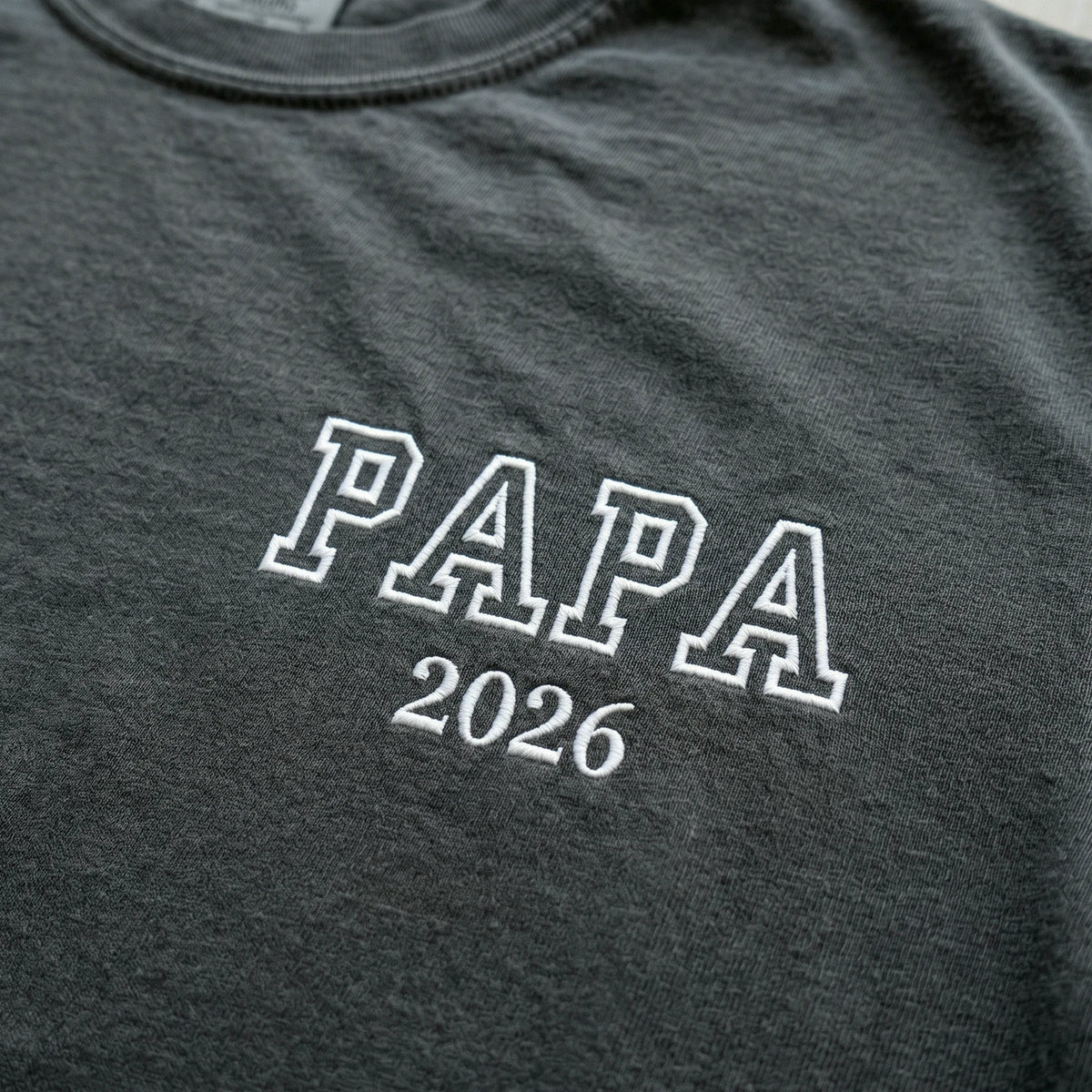 Papa and Mini Matching T-Shirt, Baby Onesie or Set - Embroidered Embroidered First Father’s Day Gift for New Dad