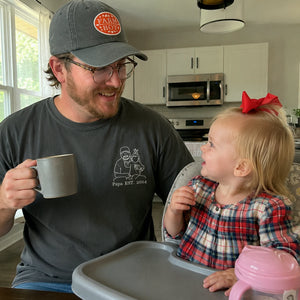 Personalized Papa Photo Line Art T-Shirt with Embroidered Outline Gift for Father's Day, Gift from Wife
