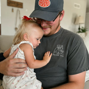 Personalized Papa Photo Line Art T-Shirt with Embroidered Outline Gift for Father's Day, Gift from Wife