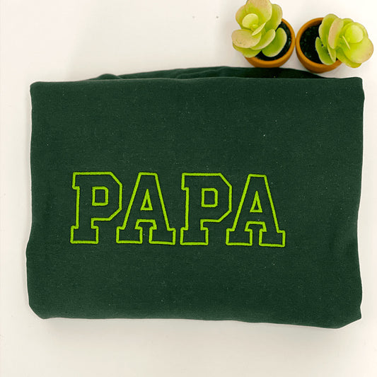 Personalized Papa Sweatshirts Hoodie with Name of Child, Dad EST 2024 Crewneck embroidered