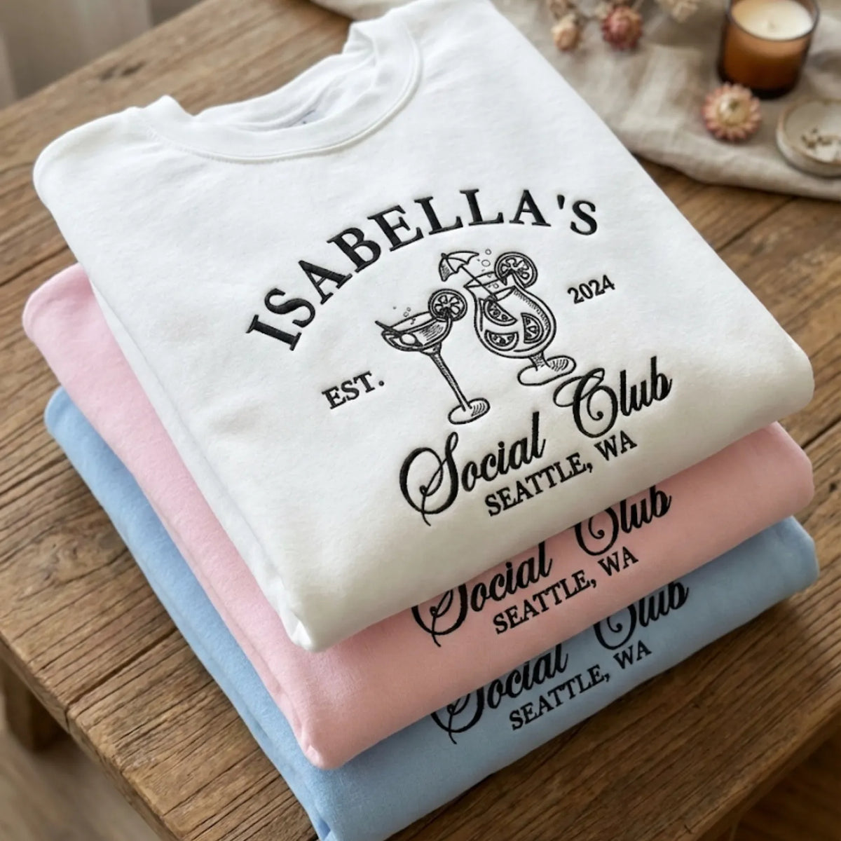 Custom Embroidered Bridal Party Luxury Bachelorette Sweatshirt or Hoodie