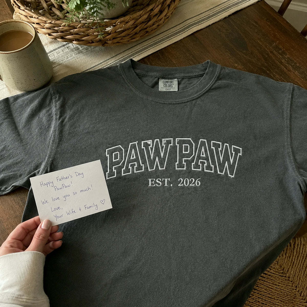 Pawpaw T-Shirt or Sweatshirt Embroidered for for New Grandpa - Father’s Day Gift from Wife or Daughter-in-Law