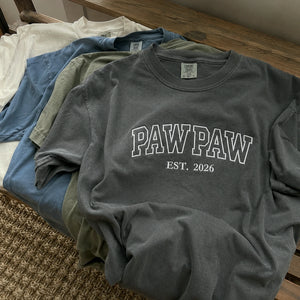 Pawpaw T-Shirt or Sweatshirt Embroidered for for New Grandpa - Father’s Day Gift from Wife or Daughter-in-Law
