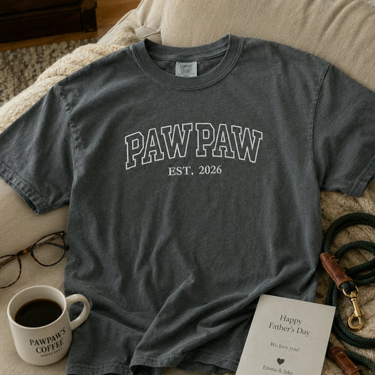Pawpaw T-Shirt or Sweatshirt Embroidered for for New Grandpa - Father’s Day Gift from Wife or Daughter-in-Law