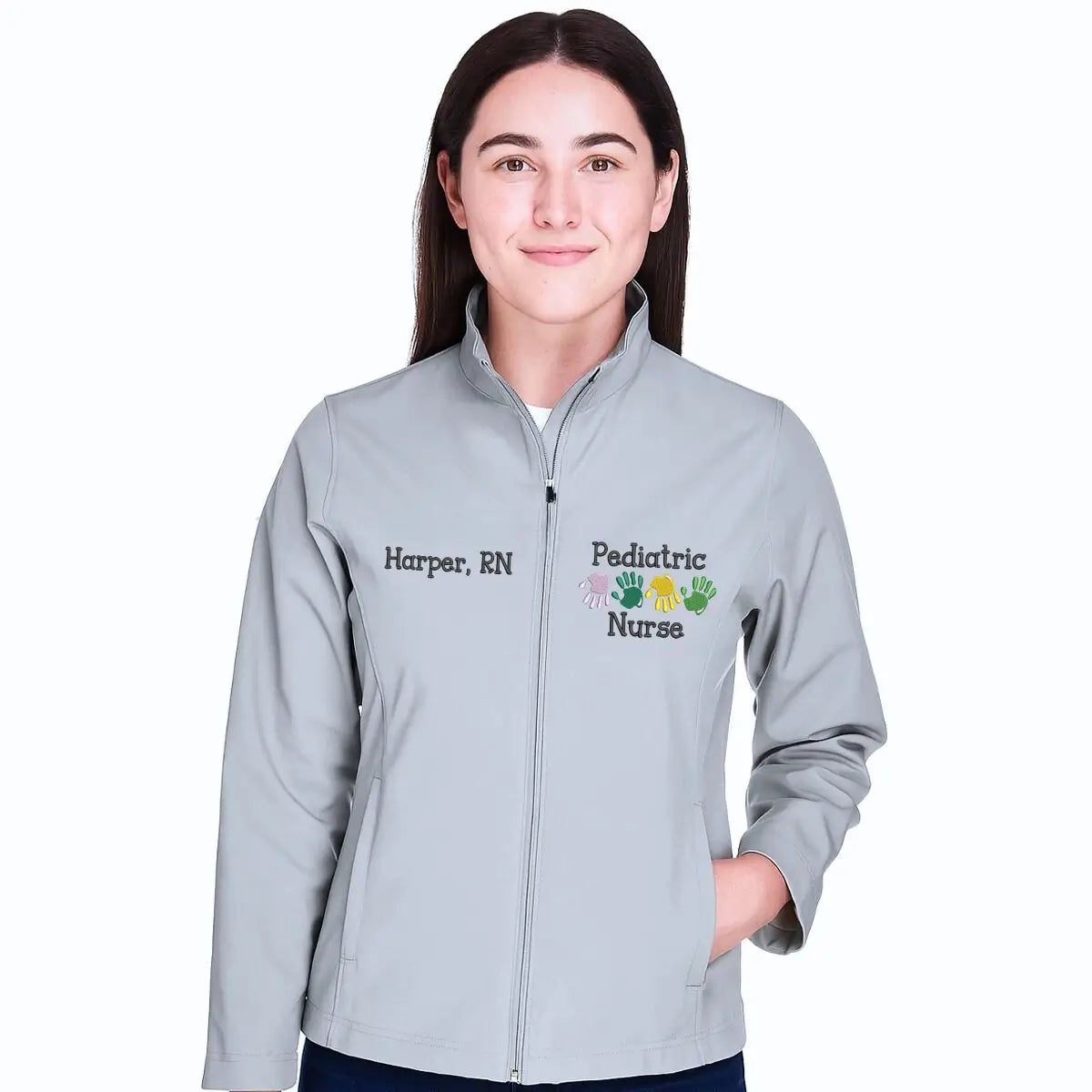 Personalized embroidered pediatric nurse jacket with nurse’s name – gift for women in child healthcare
