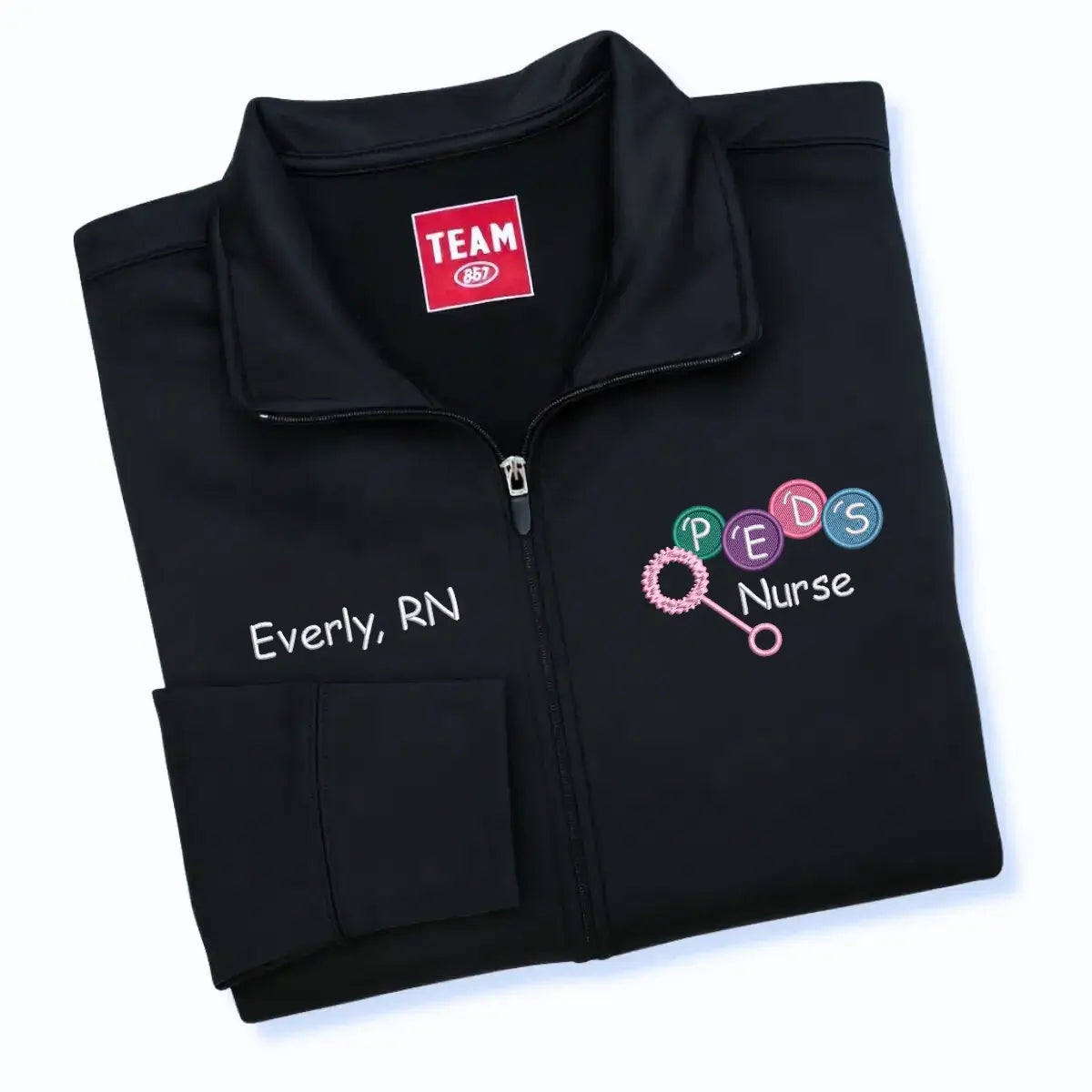 Personalized embroidered pediatric nurse jacket with nurse’s name – gift for women in child healthcare