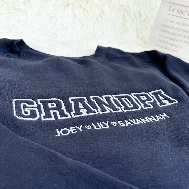 Embroidered Granpa Hoodie Personalize Grandpa Sweatshirt with
