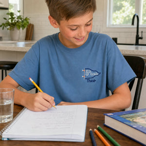 Personalized 5th Grade Pennant T-Shirt for Back to School - Embroidered Name & Grade, Retro Youth Tee