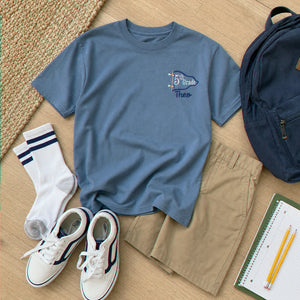 Personalized 5th Grade Pennant T-Shirt for Back to School - Embroidered Name & Grade, Retro Youth Tee