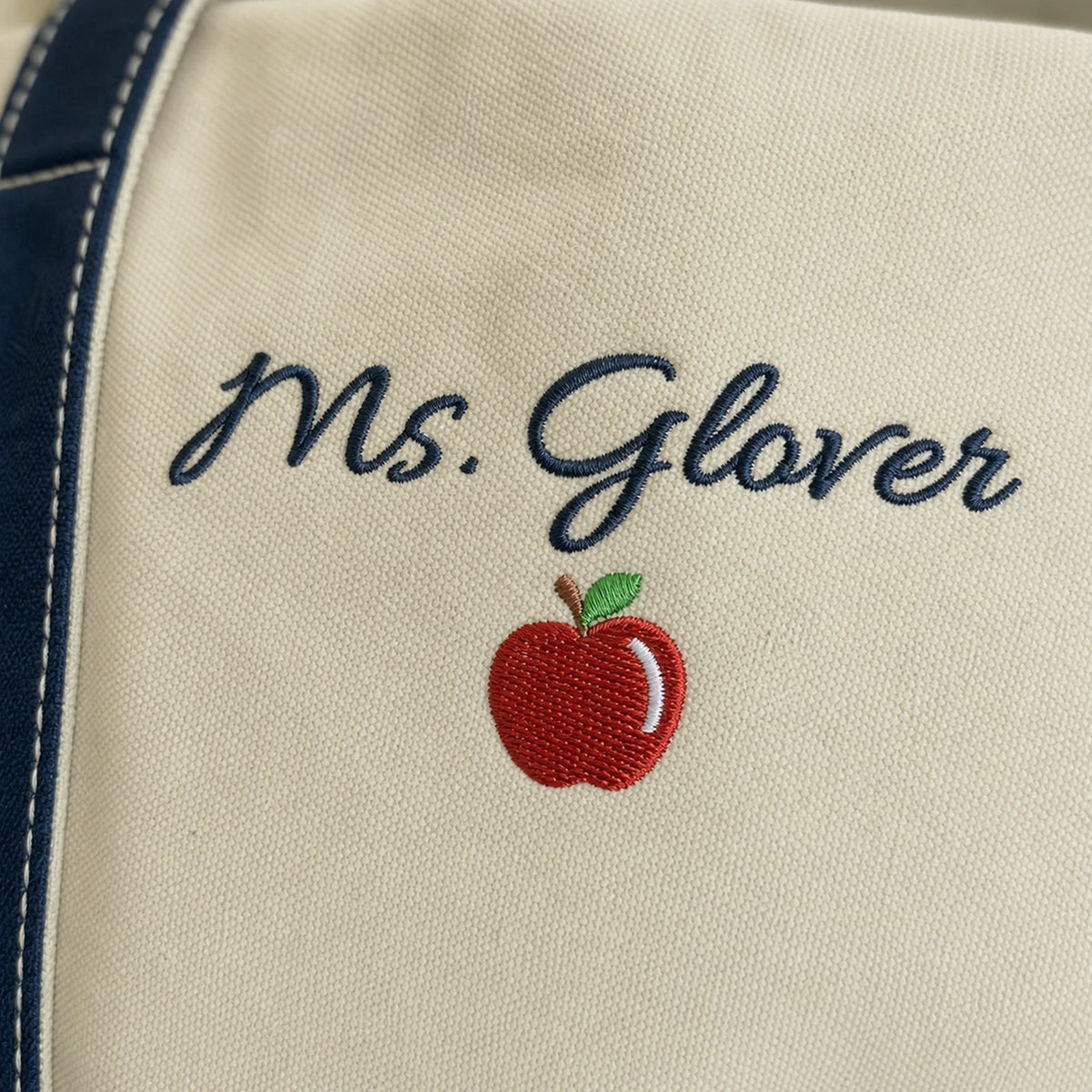 Personalized Back to School Teacher Canvas Tote - Embroidered Name Work Bag & 2 Sides School Supplies, Teacher Appreciation Gift