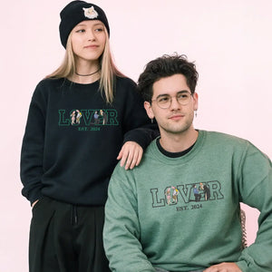 Custom embroidered sweatshirt with couple portrait from photo