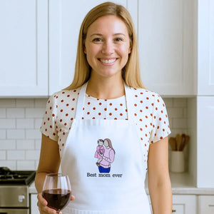 Custom embroidered photo apron for mom with personalized portrait gift