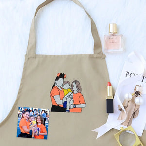 Custom embroidered photo apron for mom with personalized portrait gift