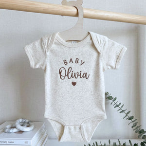 Personalized Baby Onesie with Name, Baby Reveal Bodysuit, Coming Home Gift for New Mom