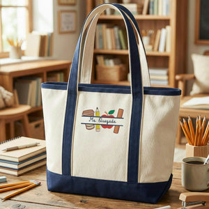 Embroidered Special Education Teacher Tote Bag - Personalized Name, Birthday Gift for Her