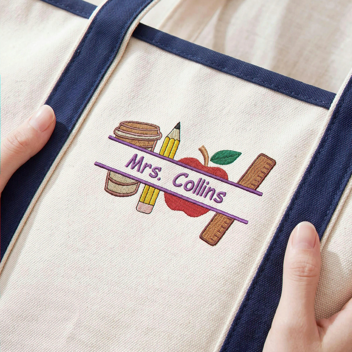 Embroidered Special Education Teacher Tote Bag - Personalized Name, Birthday Gift for Her