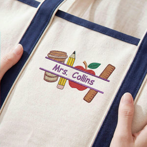 Embroidered Special Education Teacher Tote Bag - Personalized Name, Birthday Gift for Her