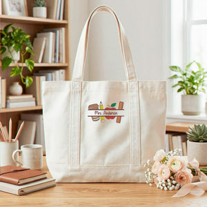 Embroidered Special Education Teacher Tote Bag - Personalized Name, Birthday Gift for Her