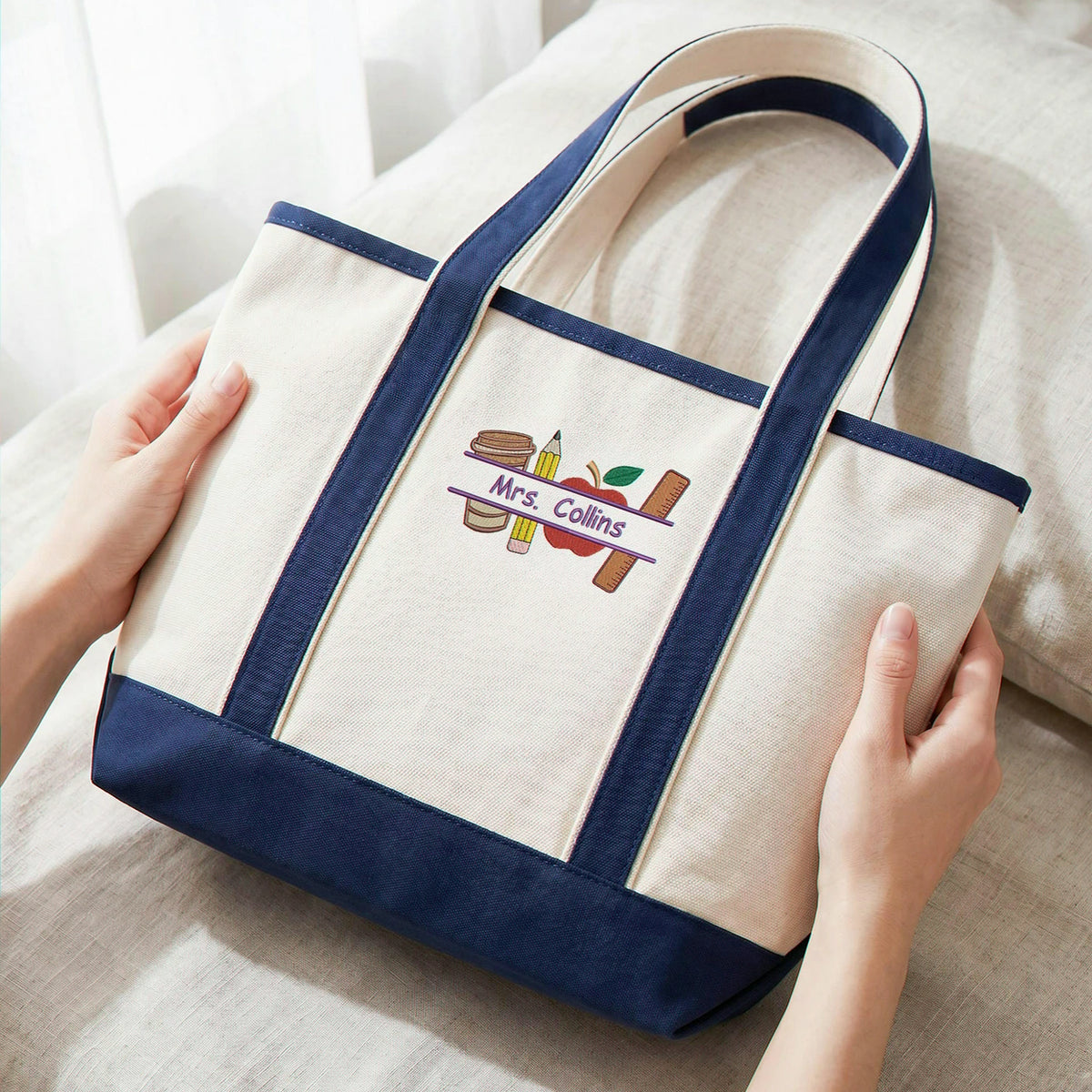 Embroidered Special Education Teacher Tote Bag - Personalized Name, Birthday Gift for Her