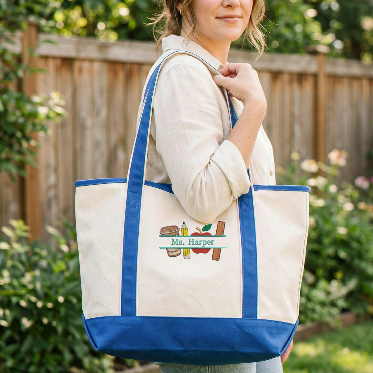 Embroidered Special Education Teacher Tote Bag - Personalized Name, Birthday Gift for Her