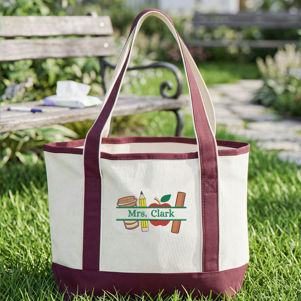 Embroidered Special Education Teacher Tote Bag - Personalized Name, Birthday Gift for Her