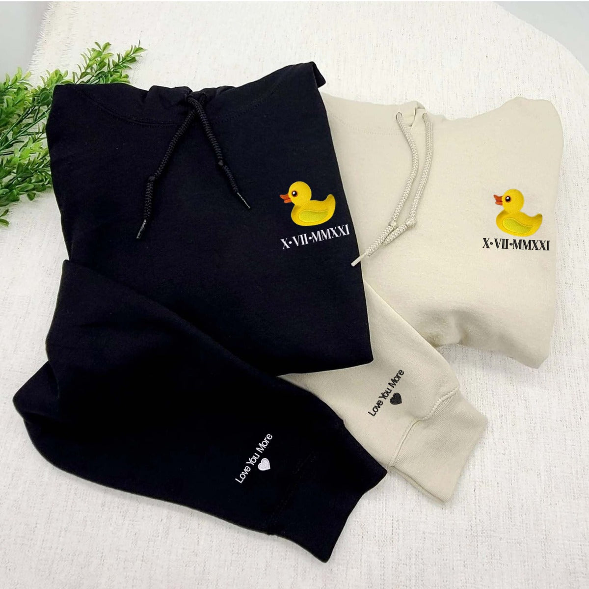 Duck Sweatshirt or Hoodie Matching, Custom Embroidered Valentines Gifts For Boyfriend Girlfriend