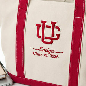Personalized College Logo Embroidered Tote Bag with Teacher Name, Class of Year