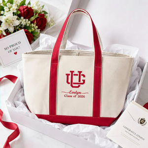 Personalized College Logo Embroidered Tote Bag with Teacher Name, Class of Year
