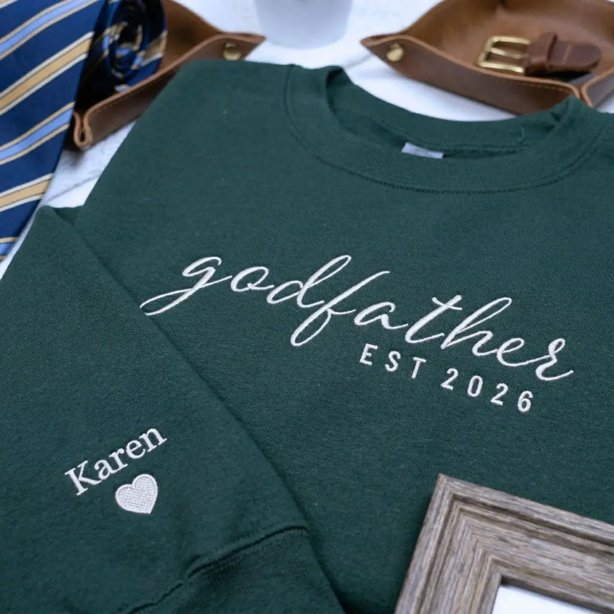 Personalized dad hoodie embroidered with child name and Dad EST year gift for new fathers