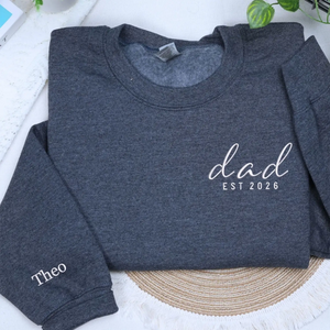 Personalized dad hoodie embroidered with child name and Dad EST year gift for new fathers