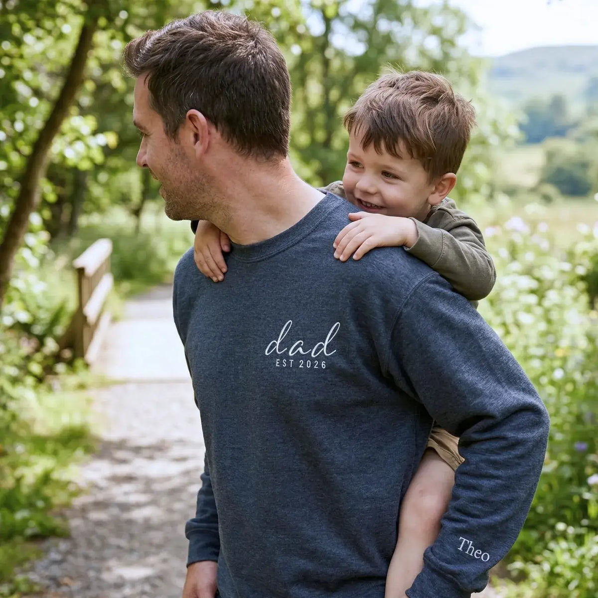 Personalized dad hoodie embroidered with child name and Dad EST year gift for new fathers