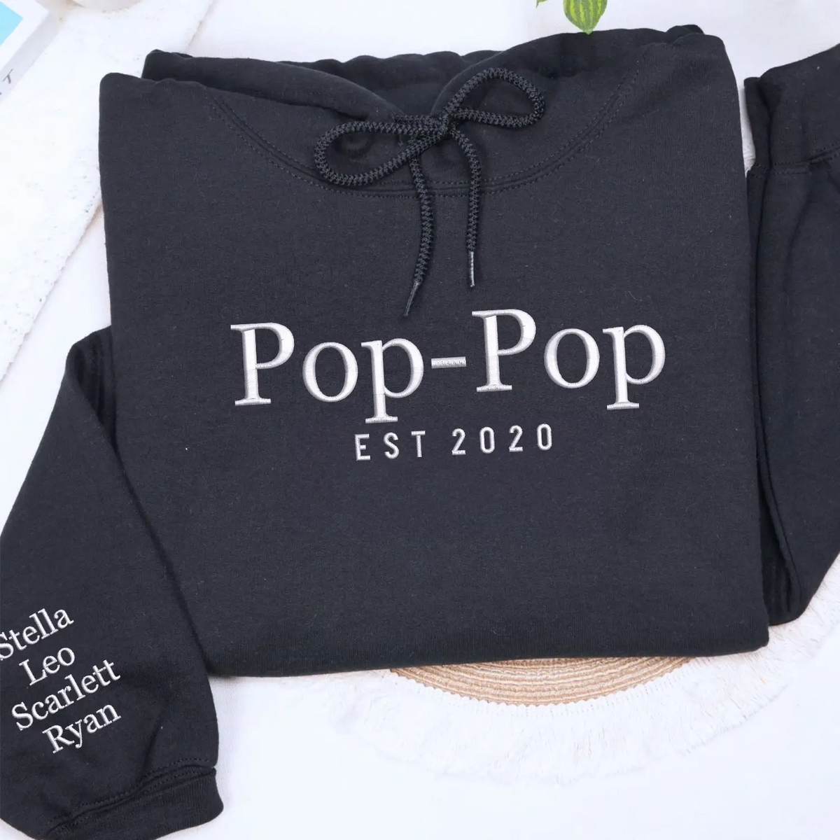 Personalized dad hoodie embroidered with child name and Dad EST year gift for new fathers