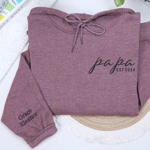 Personalized dad hoodie embroidered with child name and Dad EST year gift for new fathers