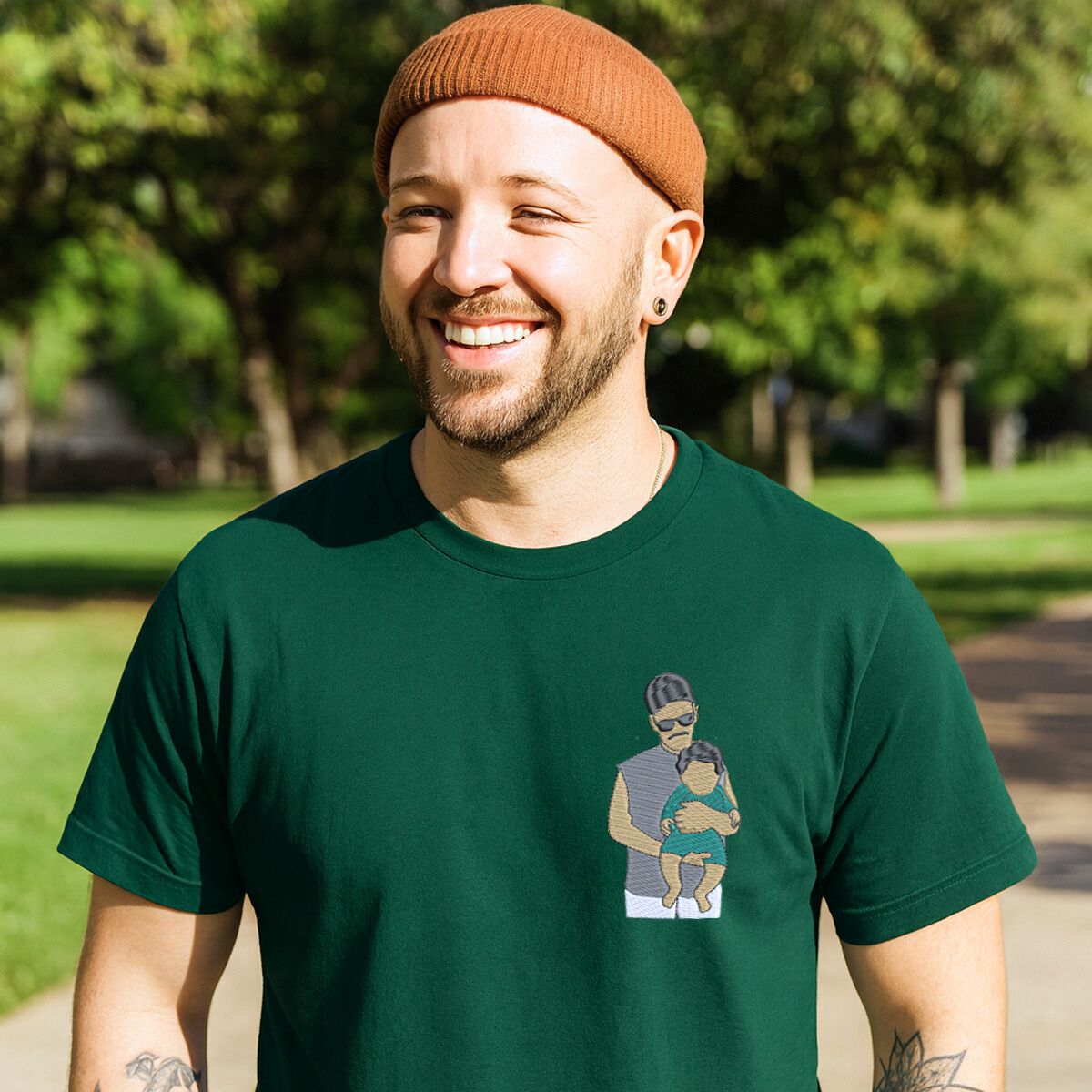 Embroidered dad and son shirt personalized with photo - unique Father’s Day gift