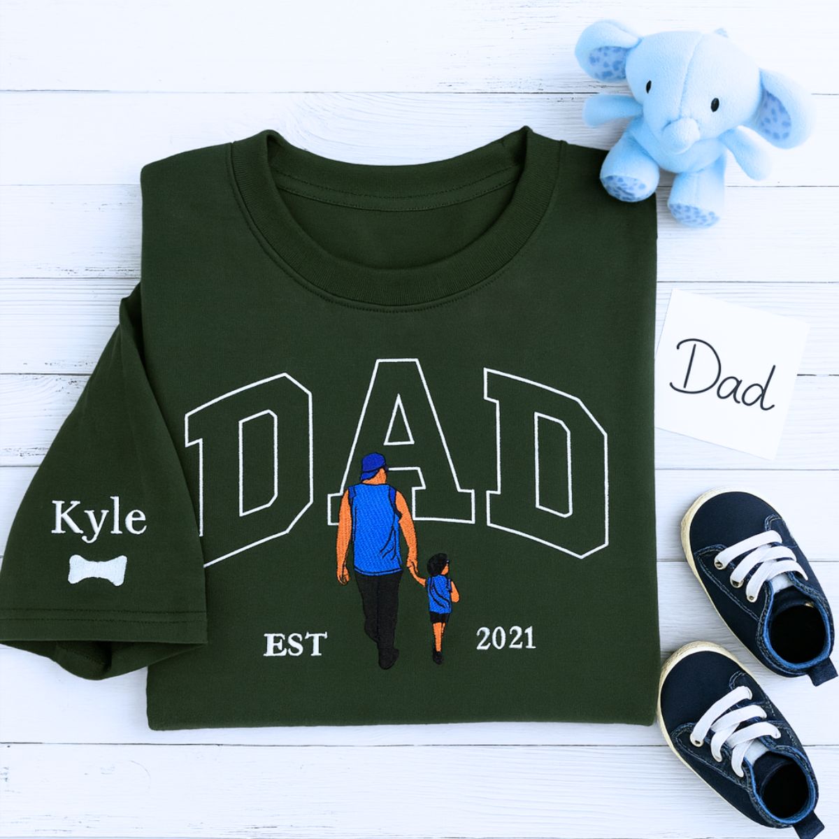 Embroidered dad and son shirt personalized with photo - unique Father’s Day gift