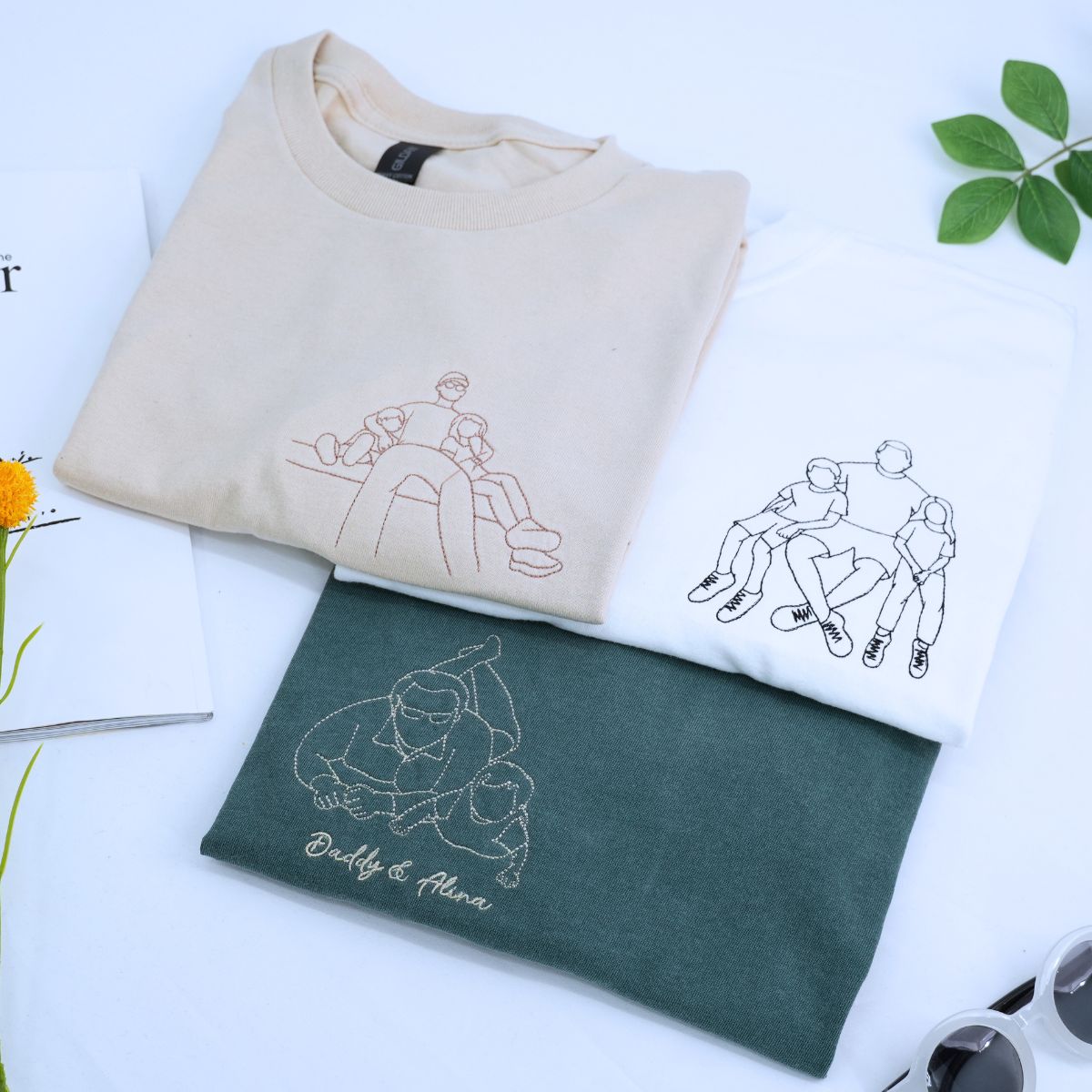 Embroidered dad and son shirt personalized with photo - unique Father’s Day gift