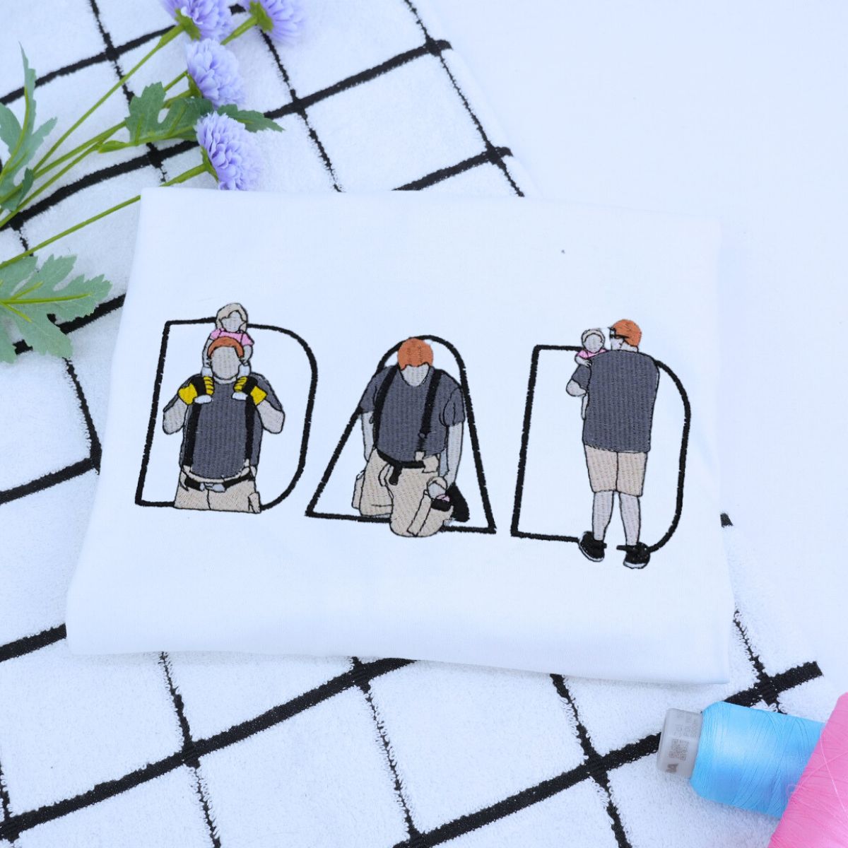 Embroidered dad and son shirt personalized with photo - unique Father’s Day gift