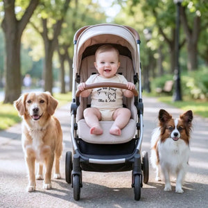 personalized baby onesie with embroidered dog ears for newborn dog sibling outfit