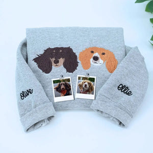 Personalized Embroidered Dog Portrait Youth Hoodie or Sweatshirt from Photo for Kids, Gift for Dog Lovers