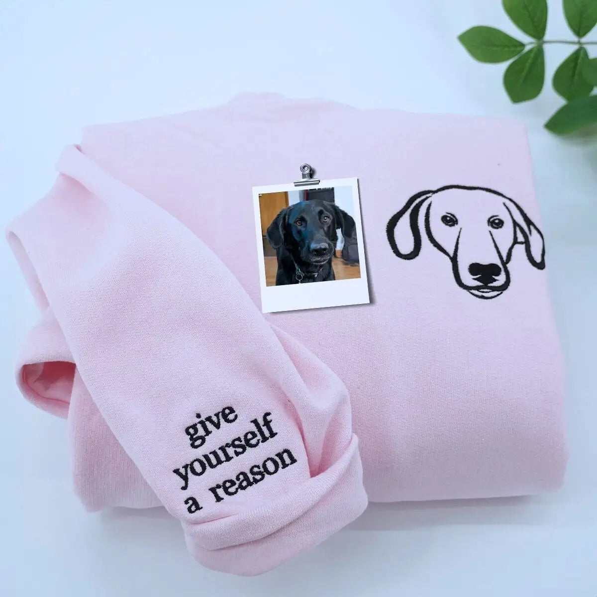Custom embroidered dog portrait sweatshirt for kids, featuring pet’s photo stitched on youth-sized hoodie or sweater.