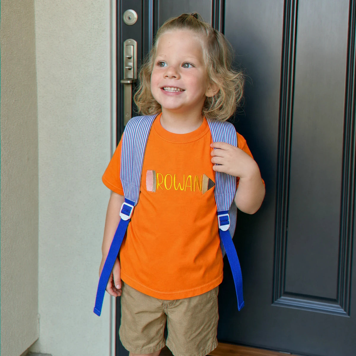 Personalized Back to School T-shirt for Elementary Kids - Embroidered Name in Pencil Youth Tee