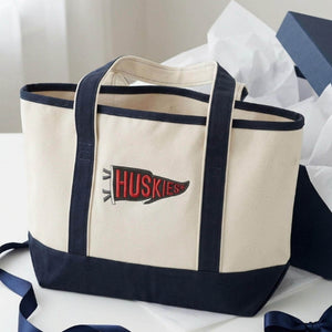 Custom Embroidered Mascot College Name Pennant Tote Bag, Graduation Gift for Her