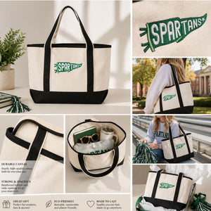 Custom Embroidered Mascot College Name Pennant Tote Bag, Graduation Gift for Her
