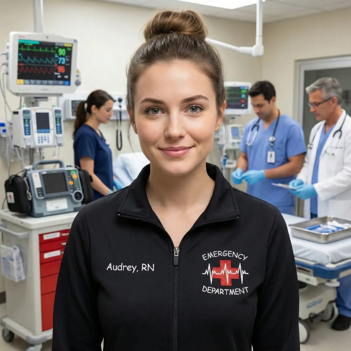 Personalized Emergency Department Jacket with Name & Title - Embroidered Gift for ER Nurses & Doctors