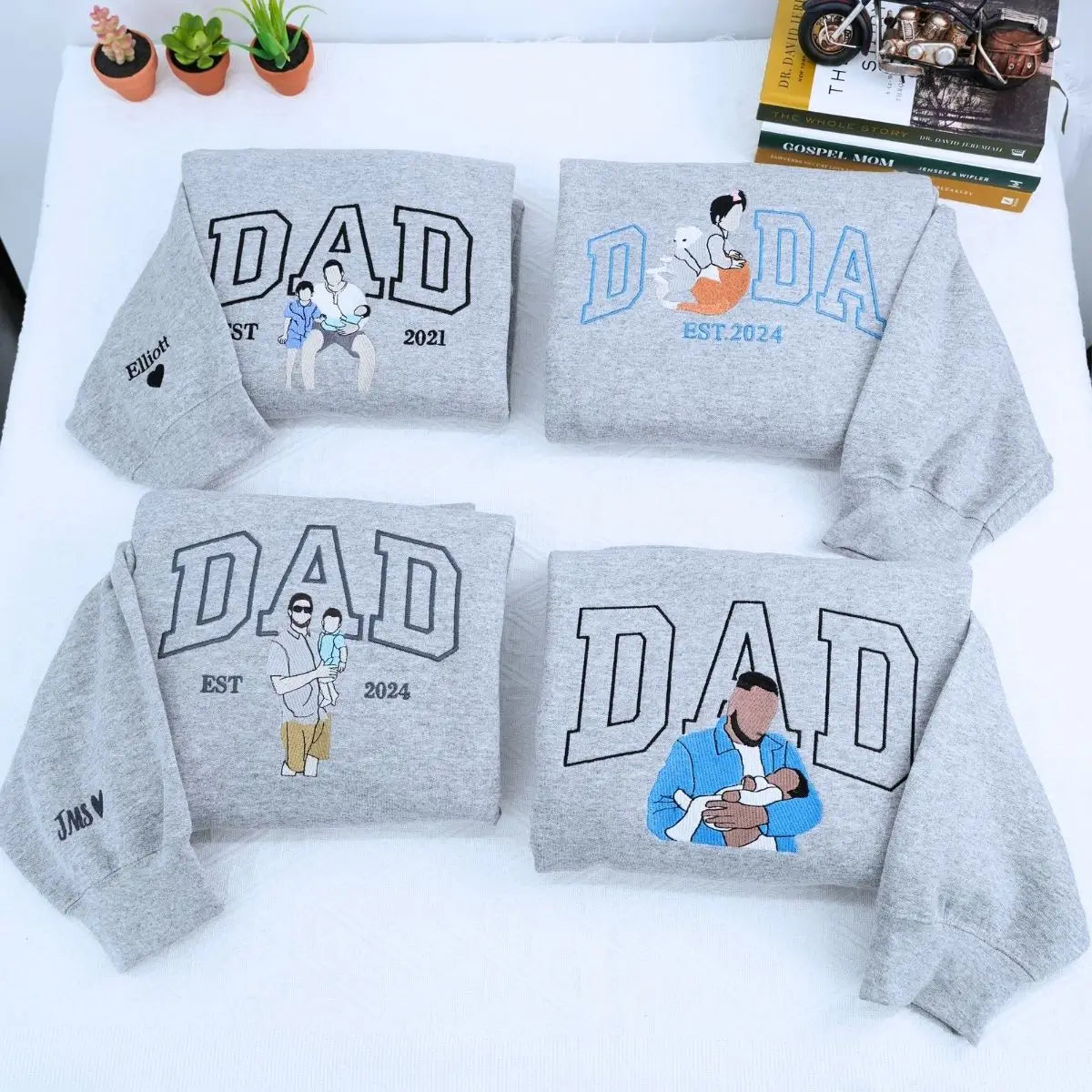 Custom Father’s Day hoodie with embroidered nickname and family photo