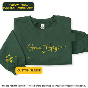 Personalized Great Gigi sweatshirt embroidered with grandkids names custom grandma gift