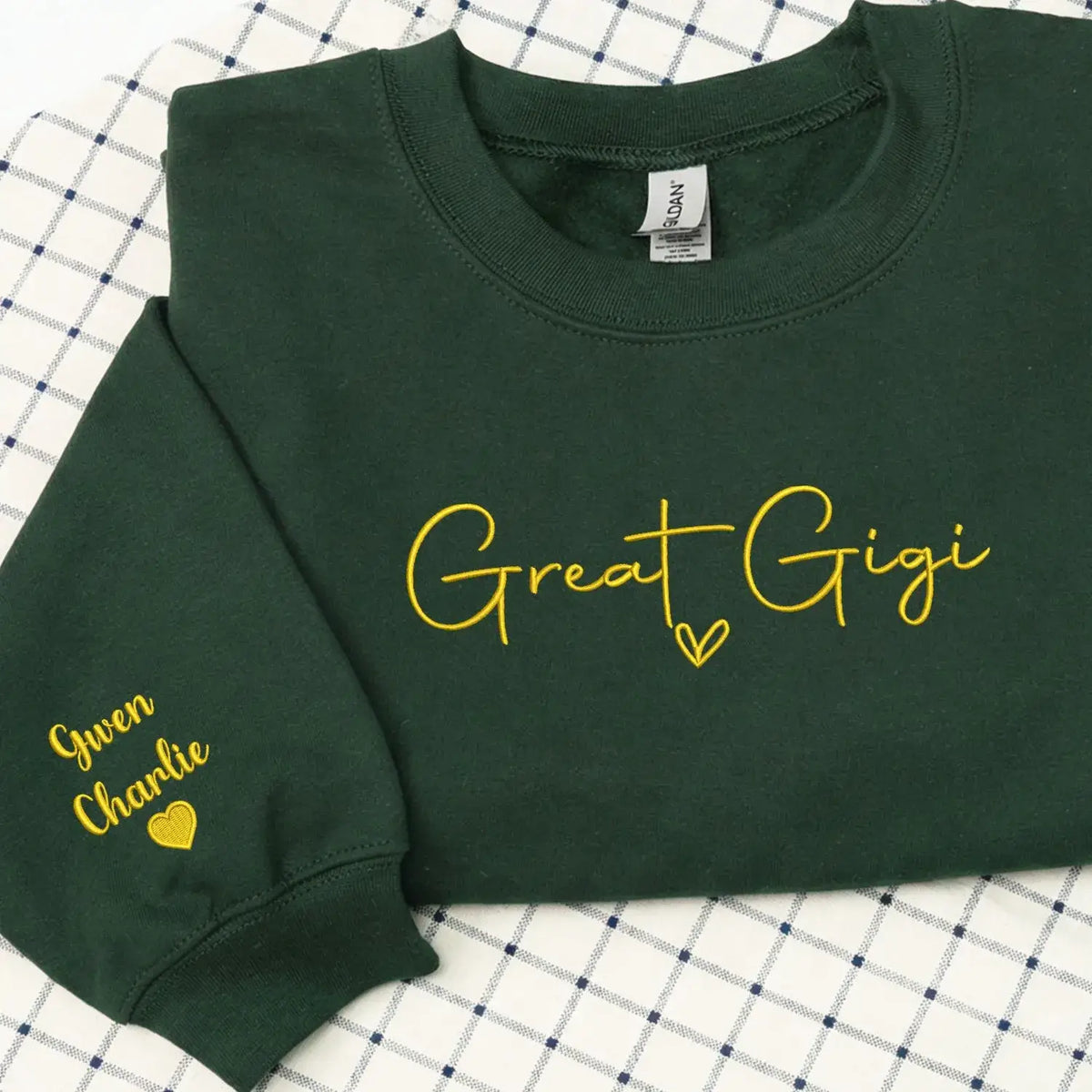 Personalized Great Gigi sweatshirt embroidered with grandkids names custom grandma gift